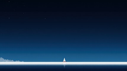 Lonely sailboat night sky horizon
