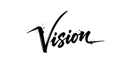 Elegant handwritten script logo with the word Vision clearly legible against a dark background suitable for various design applications