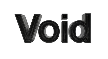 Embossed 3D Text Rendering of the Word Void with a Dark Metallic Texture on a Transparent Background