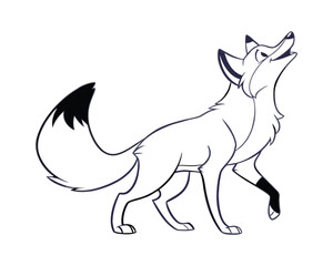 Cunning Fox Exploring Forest Line Art