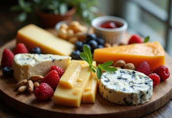 Artisan Cheese Board Gourmet Pairings Colorful Accompaniments Rustic Elegance Tasteful Presentation