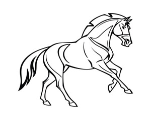 Beautiful Horse Simple Line Art