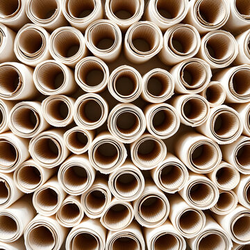 Toilet paper rolls arranged in repeating pattern visual echo of pandemic panic and early virus response minimal surreal backdrop of COVID era