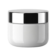 White cosmetic jar with silver lid mockup