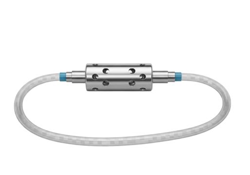 Metal tube with clear hose connection loop