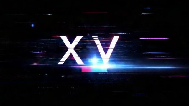 Roman Numeral XV Animation with Digital Glitch Effect