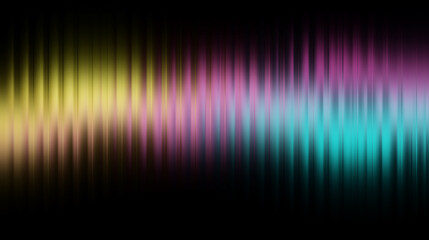 Colorful Abstract Sound Wave Spectrum with Yellow Pink and Teal on Black background equalizer