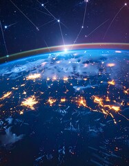 Earth at night, network connections