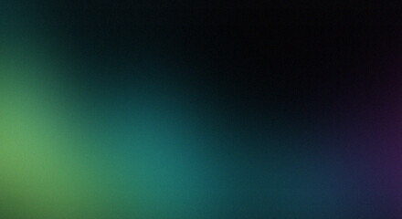 Dark Gradient Background With Green Teal And Purple Colors And Subtle Grain abstract