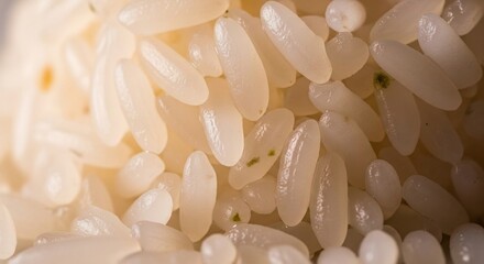 Macro view of uncooked white rice grains