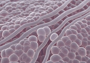 Hyper-detailed microscopic rendering of articular cartilage smooth hyaline matrix glowing chondrocytes detailed joint tissue micrograph medical biology microscopic anatomy cellular structure