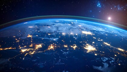 Earth at night, space view