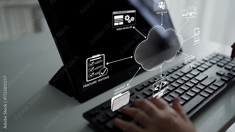 Poster cloud computing, cloud strategy, and cloud technology transforming digital infrastructure with scala