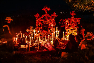 Celebración de Día de muertos en la zona del Lago de Pátzcuaro, Michoacán, México.