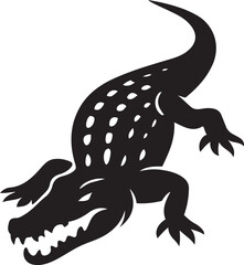 Alligator silhouette with open mouth black design, Fierce reptile vector illustration on white background
