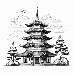 Fototapeta premium Multi-Tier Pagoda Temple