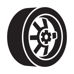 Fototapeta premium Flat Vector Automotive Wheel Design with Tire and Spokes