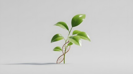 Green Plant with DNA Helix Symbolizing Nature and Science Interconnection in Modern Research