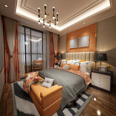 interior of a bedroom, 3d render