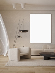 Luxury home living room, 3d render
