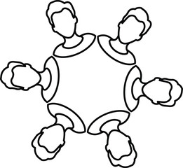 Business team meeting icon representing group discussion, teamwork strategy planning and collaboration concept with transparent background