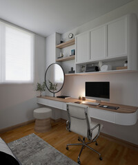 modern study room, 3d render