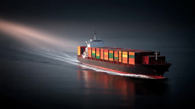 Fully Loaded Container Ship Sailing Across the Ocean for Global Trade