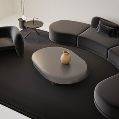 Luxury home living room, 3d render