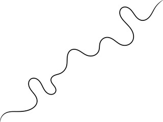 A black, wavy line that curves across the white background, resembling a snake.