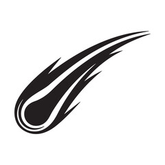 Dynamic Black Comet Vector Illustration with Curved Tail and Spikes