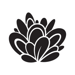 Abstract Black and White Stylized Floral Element Vector Illustration