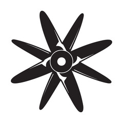 Obraz premium Abstract Radial Eight-Blade Design, Flat Black and White Vector Graphic
