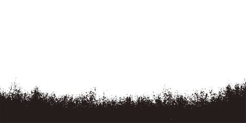 Fototapeta premium Green grass silhouette vector design on white background with grunge frame and artistic pattern