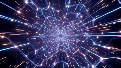 Abstract futuristic digital technology background, neon lines and data stream - Powered by Adobe