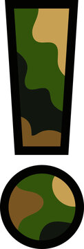 Camouflage Letter exclaimation mark - Military Pattern Typography 