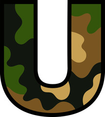 Camouflage Letter U - Military Pattern Typography 