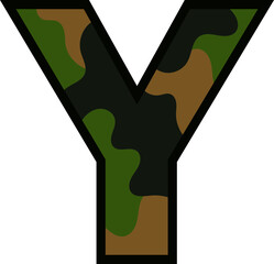 Camouflage Letter Y - Military Pattern Typography 