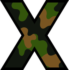 Camouflage Letter X - Military Pattern Typography 
