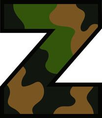 Camouflage Letter Z - Military Pattern Typography 