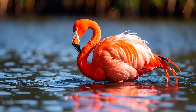 Flamingo in water - Powered by Adobe