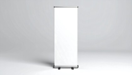 Blank retractable banner against a plain background