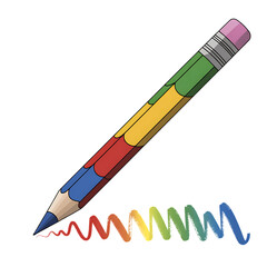 Colored Pencil Isolated on White Background