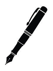 Black silhouette of a classic fountain pen on a white background