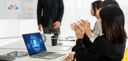 AI ethics responsibility standard law and rules on computer screen provide report of AI ethic transparency preventing technology crime. brisk