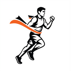 Fototapeta premium Runner Crossing Finish Line Vector Triumph Illustration