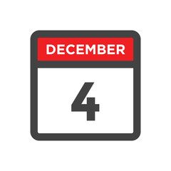 December 4 calendar icon day of month