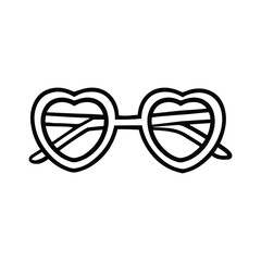 Heart Sunglasses Icon Hand Drawn w Black and White Thick Lines