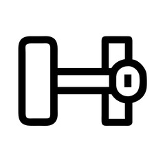 Metal dumbbell vector icon with shadow for fitness web design symbol
