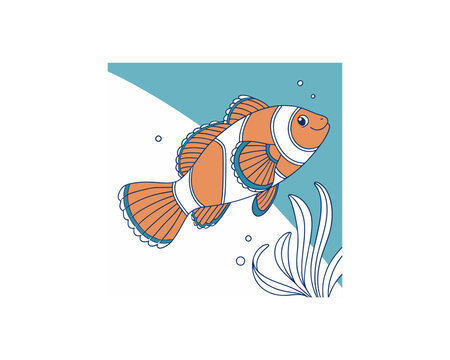 orange and white clownfish swimming underwater clip art preview