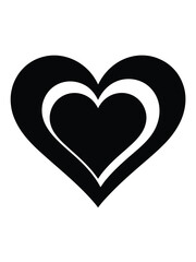 Black and white graphic of a layered heart symbol